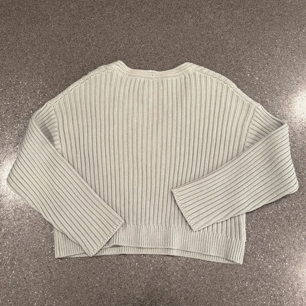 NEW Abercrombie And Fitch Oversized Cropped Ribbed‎ Sweater XS Sage Green